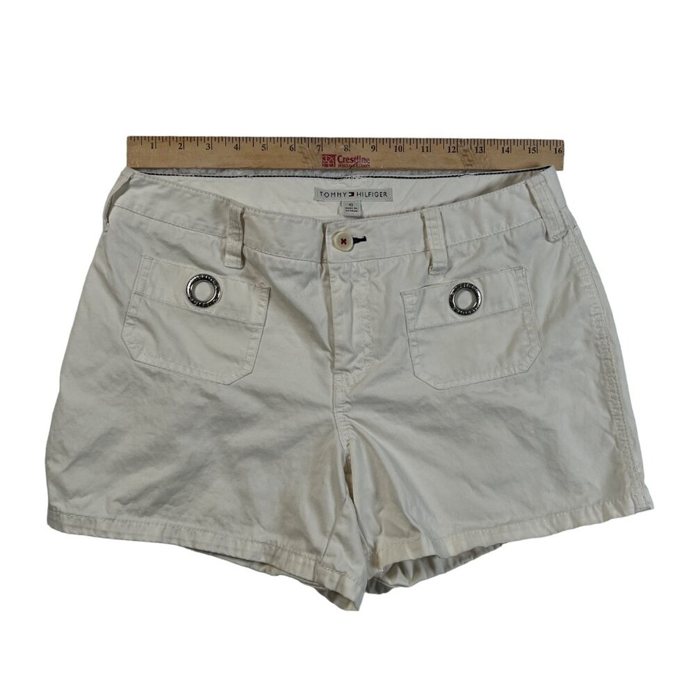 Tommy Hilfiger Shorts Women's Flat Front Metal Accent Pockets Chinos White 10 - Picture 6 of 14
